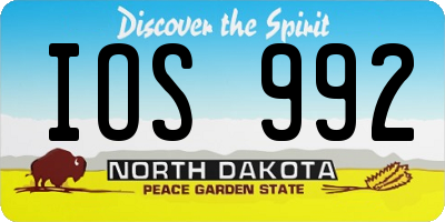 ND license plate IOS992