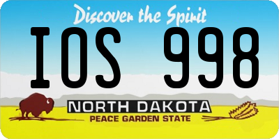 ND license plate IOS998
