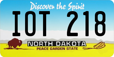 ND license plate IOT218