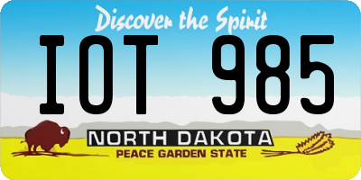 ND license plate IOT985