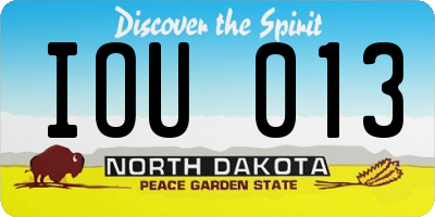 ND license plate IOU013