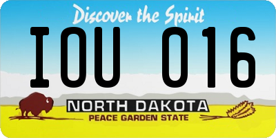 ND license plate IOU016