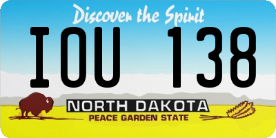 ND license plate IOU138