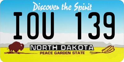 ND license plate IOU139