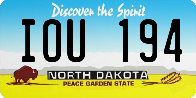 ND license plate IOU194