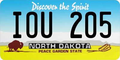 ND license plate IOU205