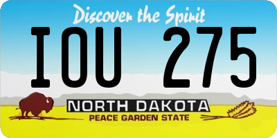 ND license plate IOU275
