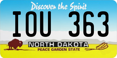 ND license plate IOU363