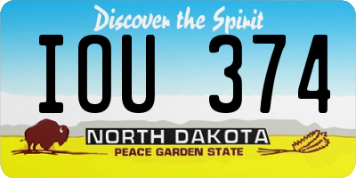 ND license plate IOU374