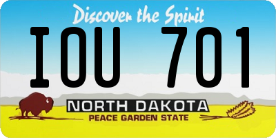 ND license plate IOU701