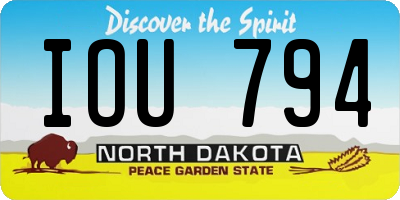 ND license plate IOU794