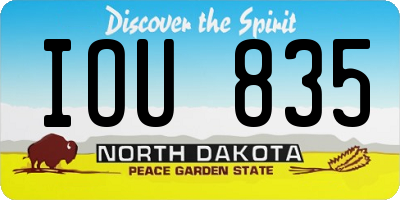 ND license plate IOU835