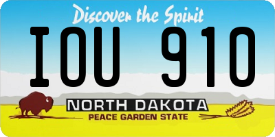 ND license plate IOU910