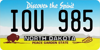 ND license plate IOU985