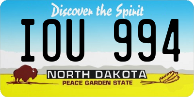 ND license plate IOU994