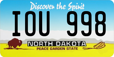 ND license plate IOU998