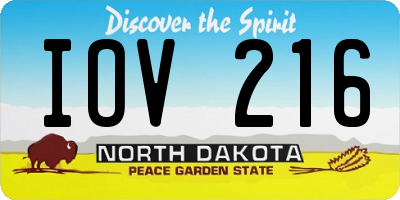ND license plate IOV216