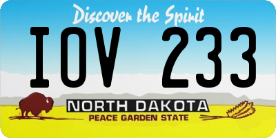 ND license plate IOV233