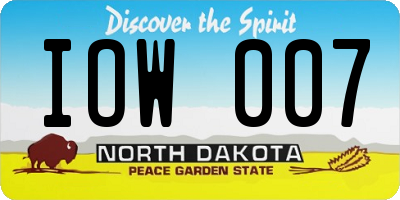ND license plate IOW007
