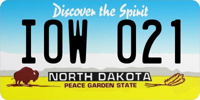 ND license plate IOW021