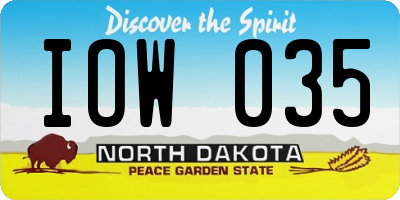 ND license plate IOW035