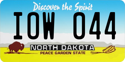 ND license plate IOW044