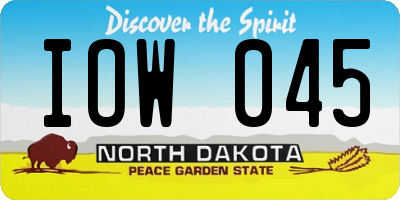 ND license plate IOW045