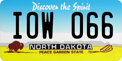 ND license plate IOW066