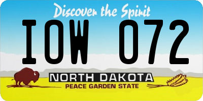 ND license plate IOW072