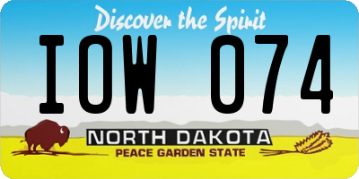 ND license plate IOW074
