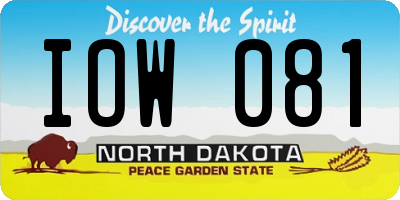 ND license plate IOW081