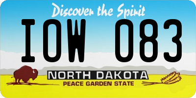 ND license plate IOW083