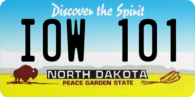 ND license plate IOW101