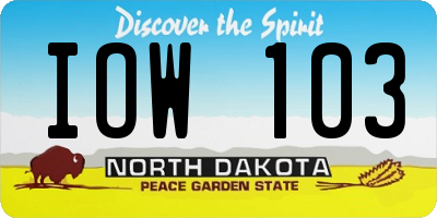 ND license plate IOW103
