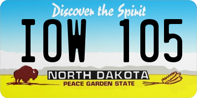 ND license plate IOW105