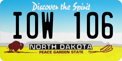 ND license plate IOW106