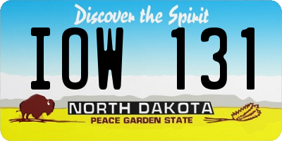 ND license plate IOW131