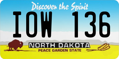 ND license plate IOW136