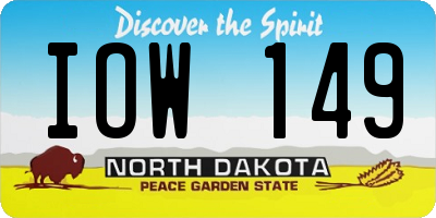 ND license plate IOW149