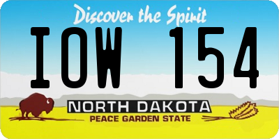 ND license plate IOW154