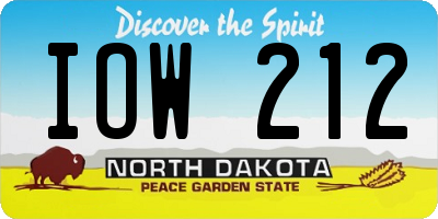 ND license plate IOW212