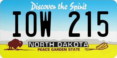 ND license plate IOW215