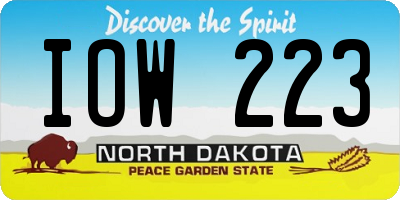 ND license plate IOW223