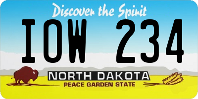 ND license plate IOW234