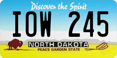 ND license plate IOW245