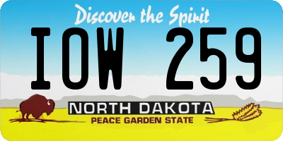 ND license plate IOW259