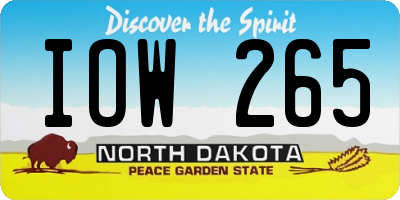 ND license plate IOW265