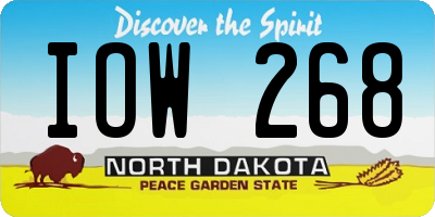 ND license plate IOW268