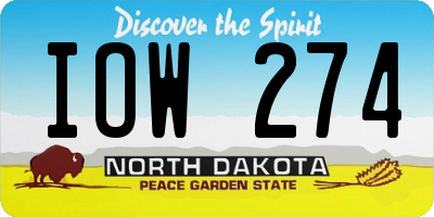 ND license plate IOW274