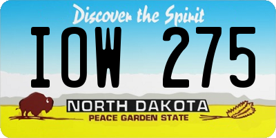 ND license plate IOW275